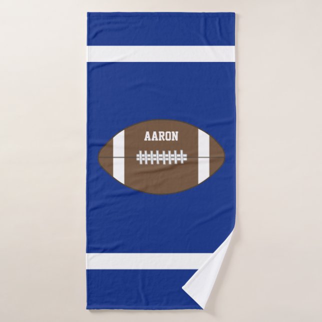 Blue Personalized Football Bath Towel (Bath Towel)