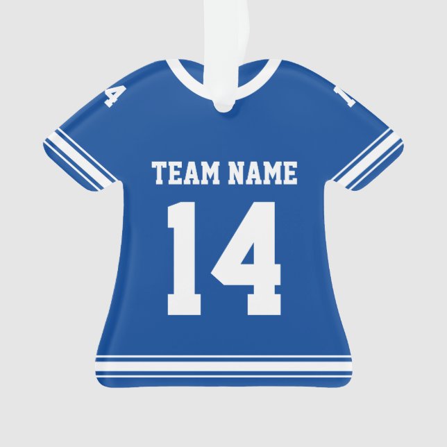 Blue Personalized Football Jersey Photo Ornament (Front)
