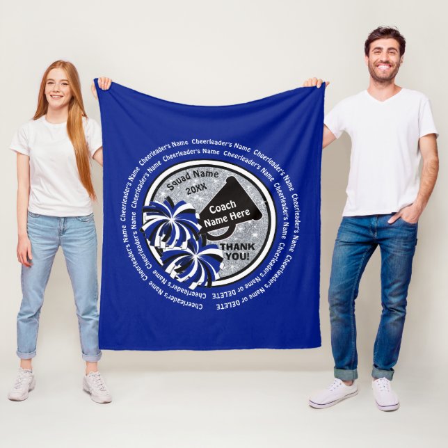 Blue Personalized Gifts for a Cheer Coach Fleece Blanket (In Situ)