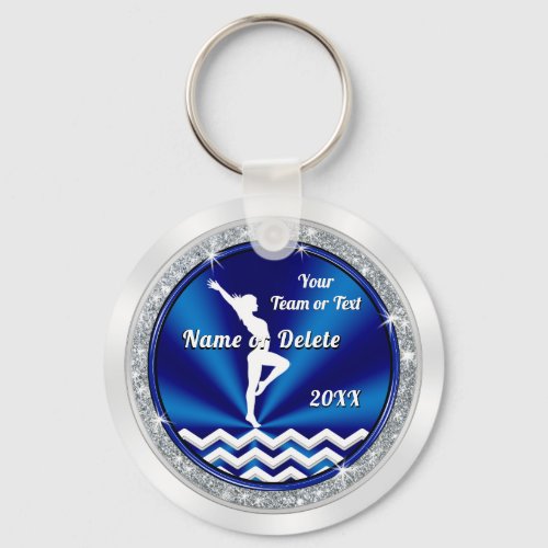 Blue Personalized Gymnastics Gifts for Girls Team Keychain
