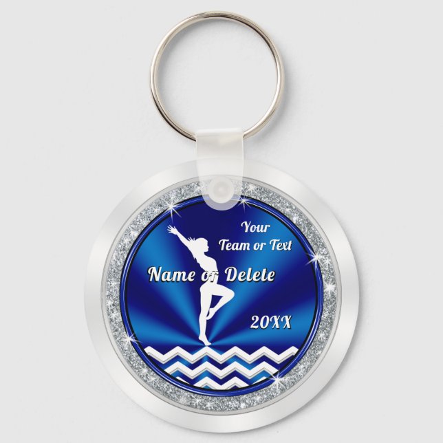Blue Personalized Gymnastics Gifts for Girls Team Keychain (Front)