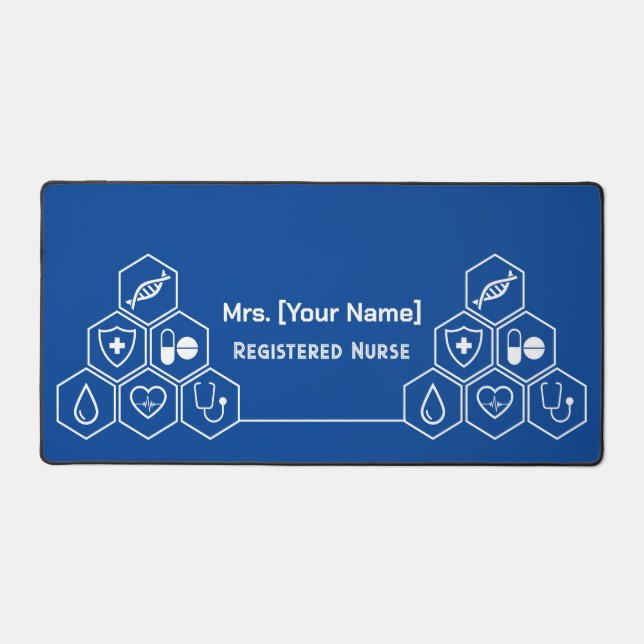 Blue Personalized Healthcare Job Custom Desk Mat (Front)