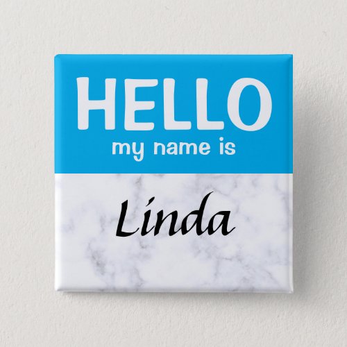 Blue Personalized Hello my name is custom Button