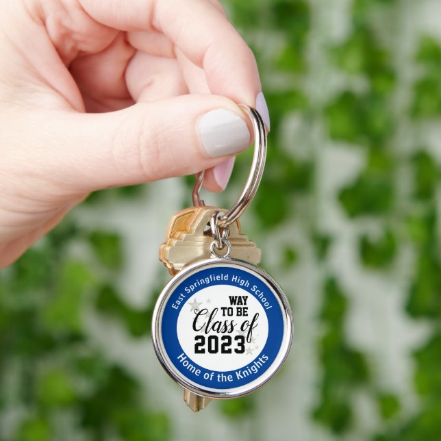 Blue Personalized High School Class of 2023 Keychain (Hand)