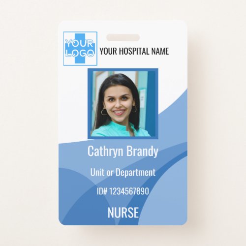 blue Personalized Hospital or Clinic Employee Badge