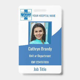 blue Personalized Hospital or Clinic Employee Badge