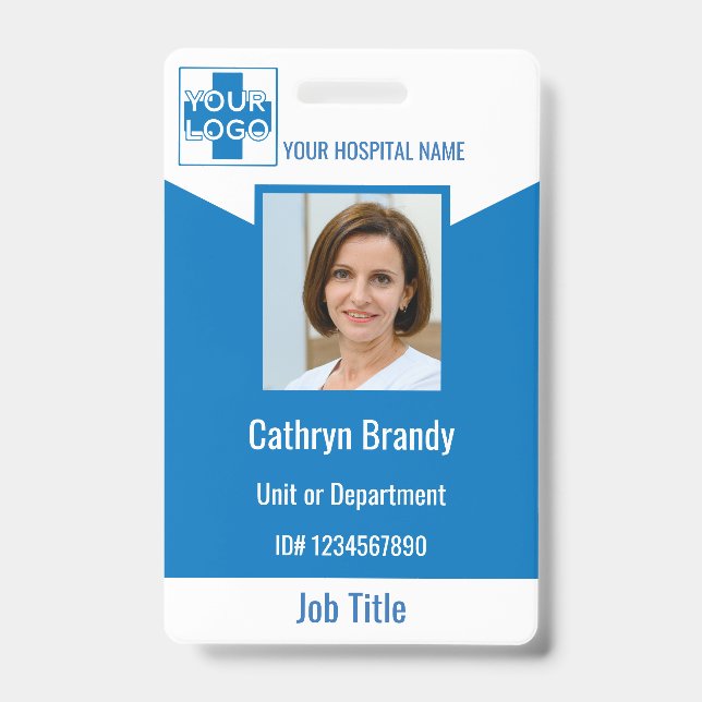 blue Personalized Hospital or Clinic Employee Badge (Front)