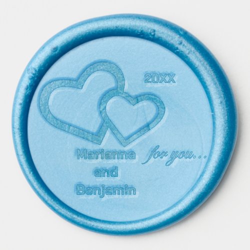 Blue Personalized Inset Wedding Wax Seal Sticker