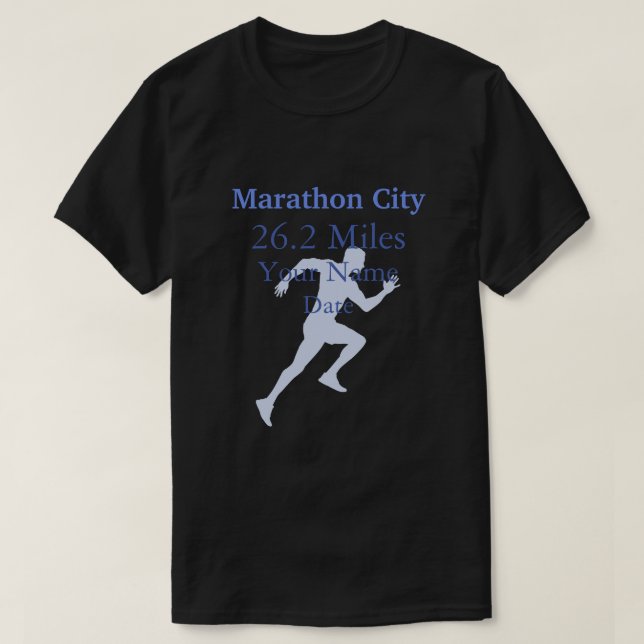 Blue Personalized Marathon Runner T-Shirt (Design Front)