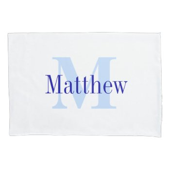 Blue Personalized Monogram Custom Pillow Case by PurplePaperInvites at Zazzle