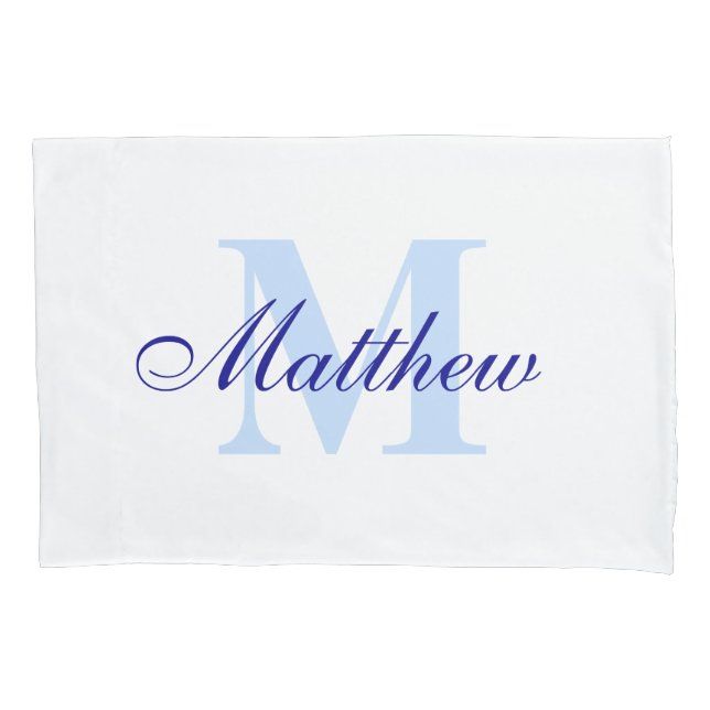 Blue Personalized Monogram Custom Pillow Case (Front)