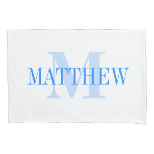 Blue Personalized Monogram Custom Pillow Case
