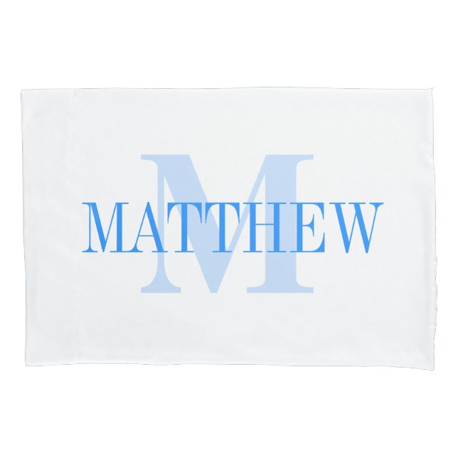 Blue Personalized Monogram Custom Pillow Case (Front)