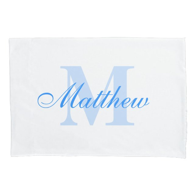 Blue Personalized Monogram Custom Pillow Case (Front)