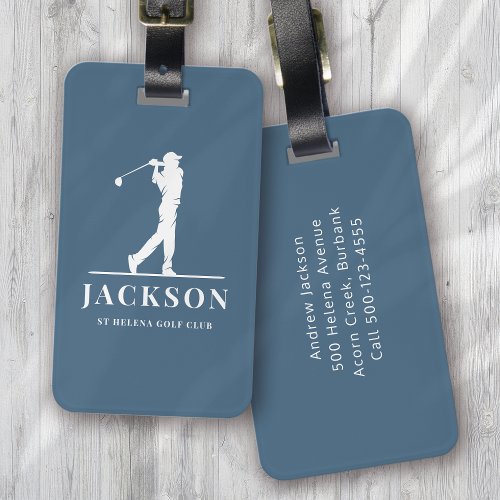 Blue Personalized Monogram Golfer Luggage Tag