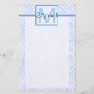 Blue Personalized Monogram Stationery
