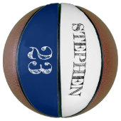 Blue Personalized Name Ball Player Number Basketball (Vertical)