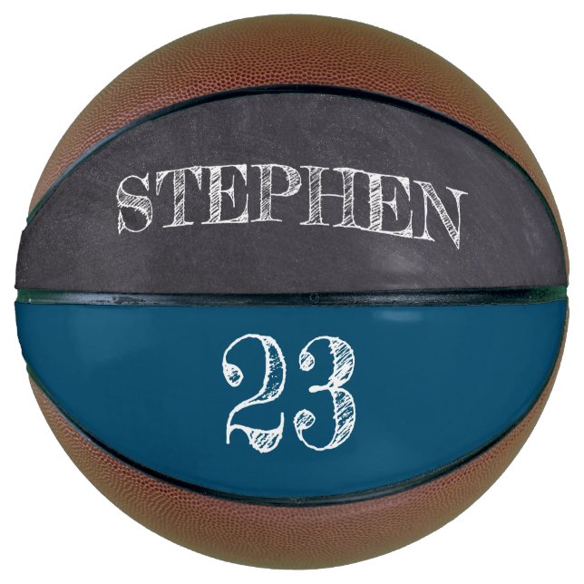 Blue Personalized Name Ball Player Number etching Basketball (Front)