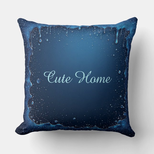Blue Personalized Name Custom Gift Throw Pillow (Front)