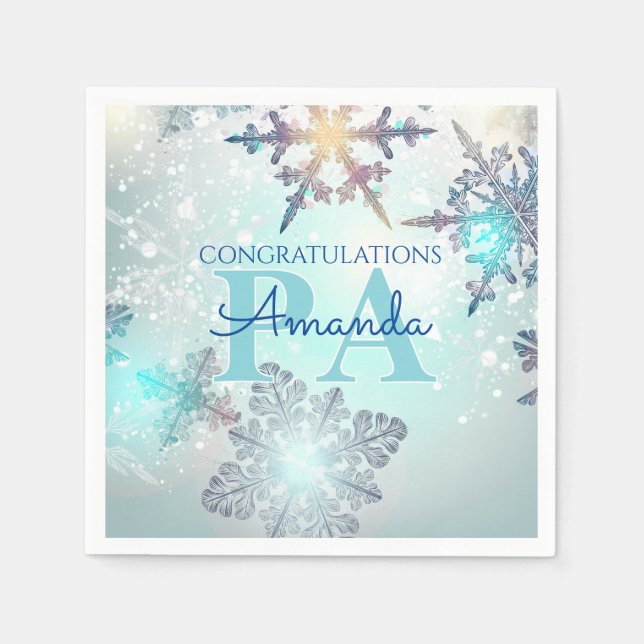 Blue Personalized Name PA Graduation  Napkins (Front)