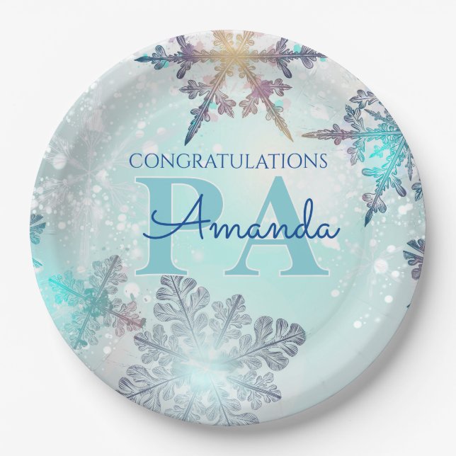Blue Personalized Name PA Graduation  Paper Plates (Front)