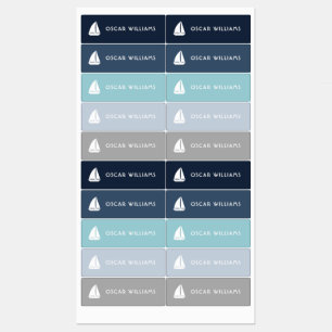 Blue Personalized Name School Boat Clothing Kids' Labels