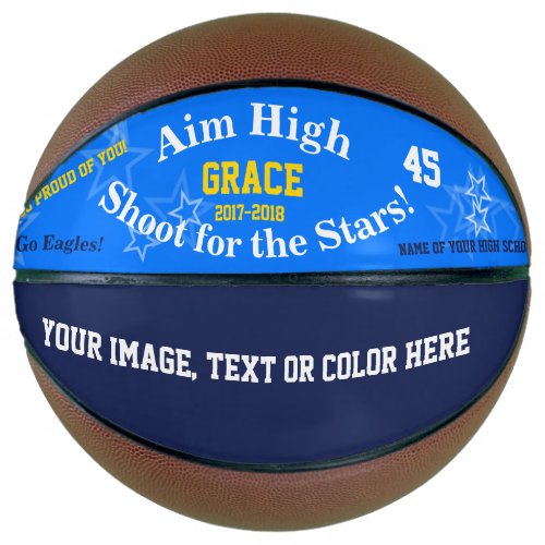 Blue Personalized Name Team Stars Basketball