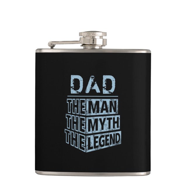 Blue Personalized Name The Man The Myth The Legend Flask (Front)