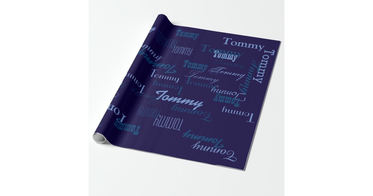 blue personalized name wrapping paper | Zazzle