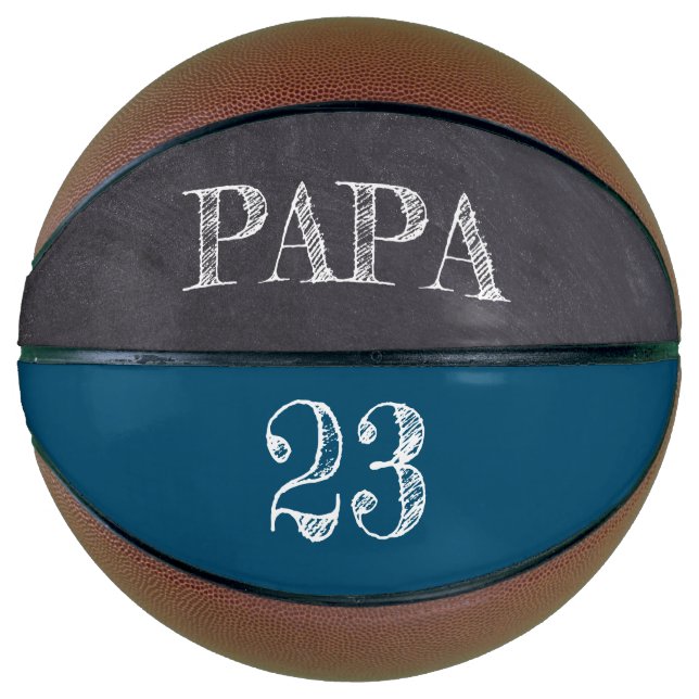 Blue Personalized PAPA Ball Player fave Number Dad Basketball (Front)