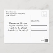 Blue Personalized Photo Graduation Save the Date Postcard (Back)