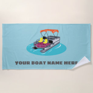 Blue Personalized Pontoon Boat Beach Towel