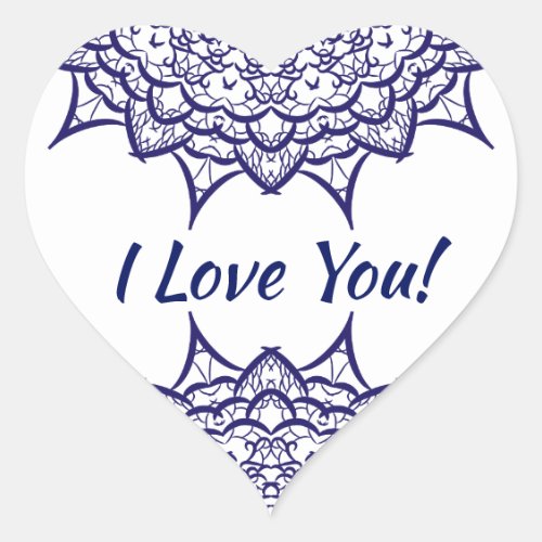 Blue personalized sign I Love You Heart Sticker