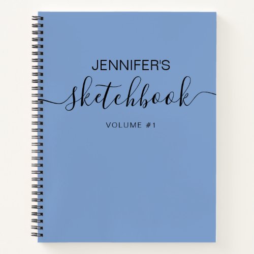 Blue Personalized Sketchbook Your Name Notebook