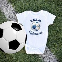 Blue Personalized Soccer Ball Boys Baby Bodysuit