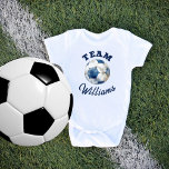 Blue Personalized Soccer Ball Boys Baby Bodysuit at Zazzle