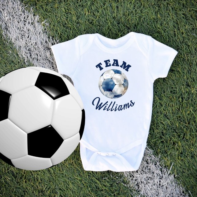 Blue Personalized Soccer Ball Boys Baby Bodysuit (Creator Uploaded)