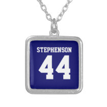 Blue Personalized Sports Name Number Pendant