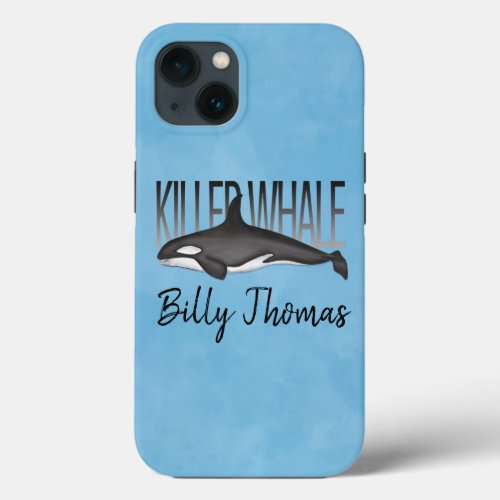 Blue Personalized Watercolor Ocean Orca Template iPhone 13 Case