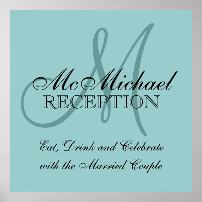 Blue Personalized Wedding Reception Sign (Front)