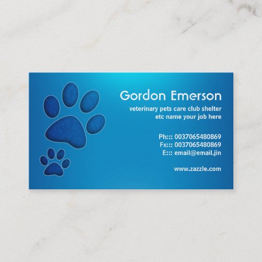 Customizable blue pet care veterinary business cards