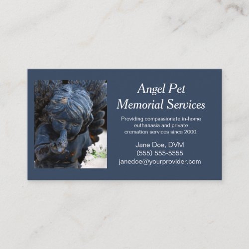 Blue Pet Guardian Angel Memorial Services Business Card