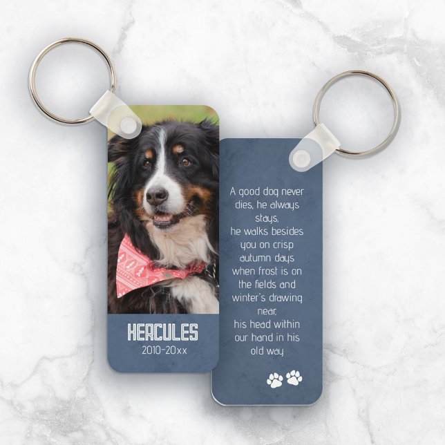 Blue Pet Memorial Poem & Pet Photo Keychain (Creator Uploaded)