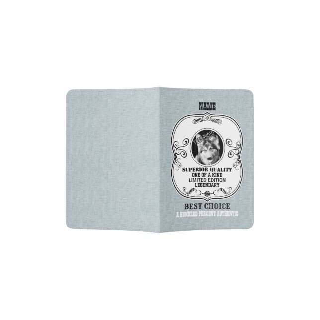 Blue Pet Photo Proud Limited Edition Slogan Passport Holder (Opened)