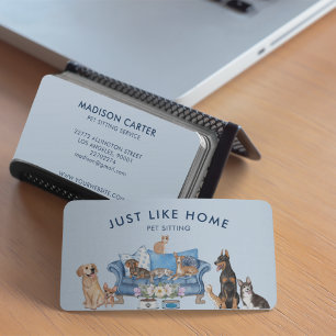 Blue Pet Sitting Service Business Card