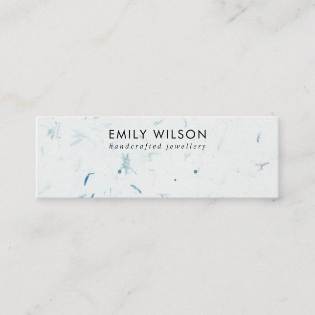 BLUE PETAL HANDMADE PAPER STUD EARRING DISPLAY MINI BUSINESS CARD (Front)