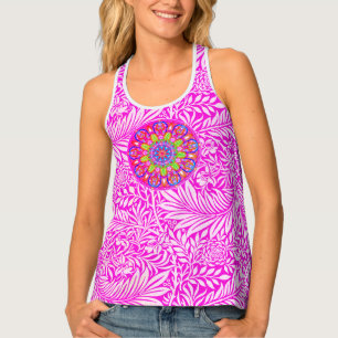 Blue Petal Mandala Pink Boho  Tank Top