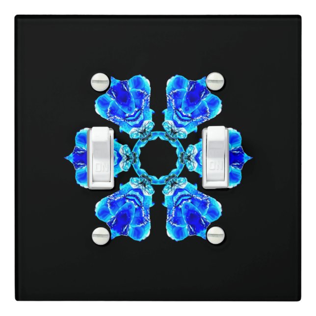 Blue Petals Light Switch Cover (In Situ)