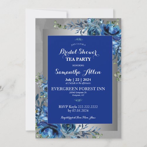 Blue Petals of Love Join Us for a Bridal Shower Invitation