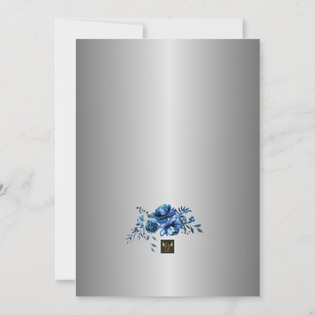 Blue Petals of Love: Join Us for a Bridal Shower Invitation (Back)